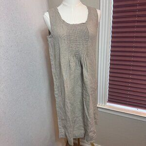 Garnet Hill dress women sz 2 Linen Tank beige Lagenlook mature Travel Vacation